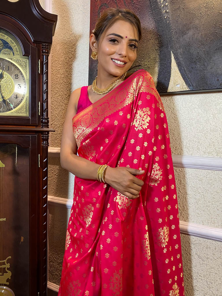 Queen Pink Banarasi Patola Silk Saree
