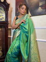 Parakeet Green Banarasi Silk Saree