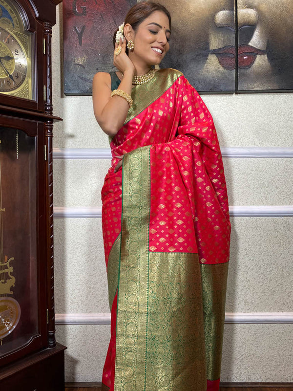 Queen Pink Banarasi Silk Saree