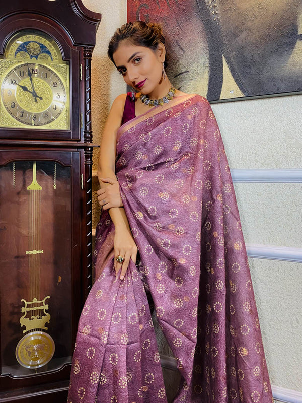 Sangria Purple Uppada Cotton Silk Saree