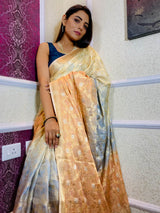 Multi Shade Hand Dyed Banarasi Silk Saree