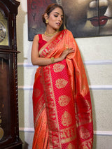 Pastel Peach Banarasi Handloom Silk Saree