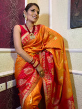 Mustard Yellow Banarasi Handloom Silk Saree