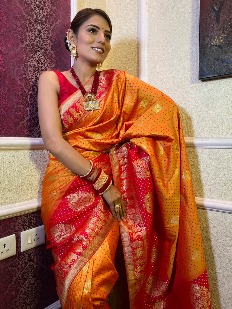 Mustard Yellow Banarasi Handloom Silk Saree