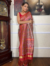 Onion Pink Kalamkari Tussar Silk Saree