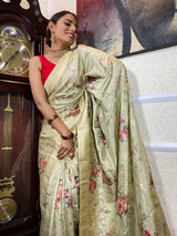 Olive Green Designer Banarasi Silk Saree