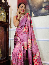 Taffy Violet Designer Banarasi Silk Saree