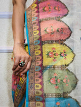 Daisy White Linen Sequined Saree