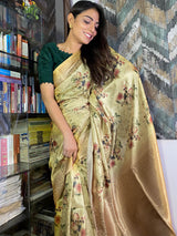 Fern Green Uppada Cotton Silk Saree