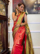 Queen Pink Katan Silk Banarasi Handloom Saree