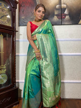 Parakeet Green Banarasi Silk Saree