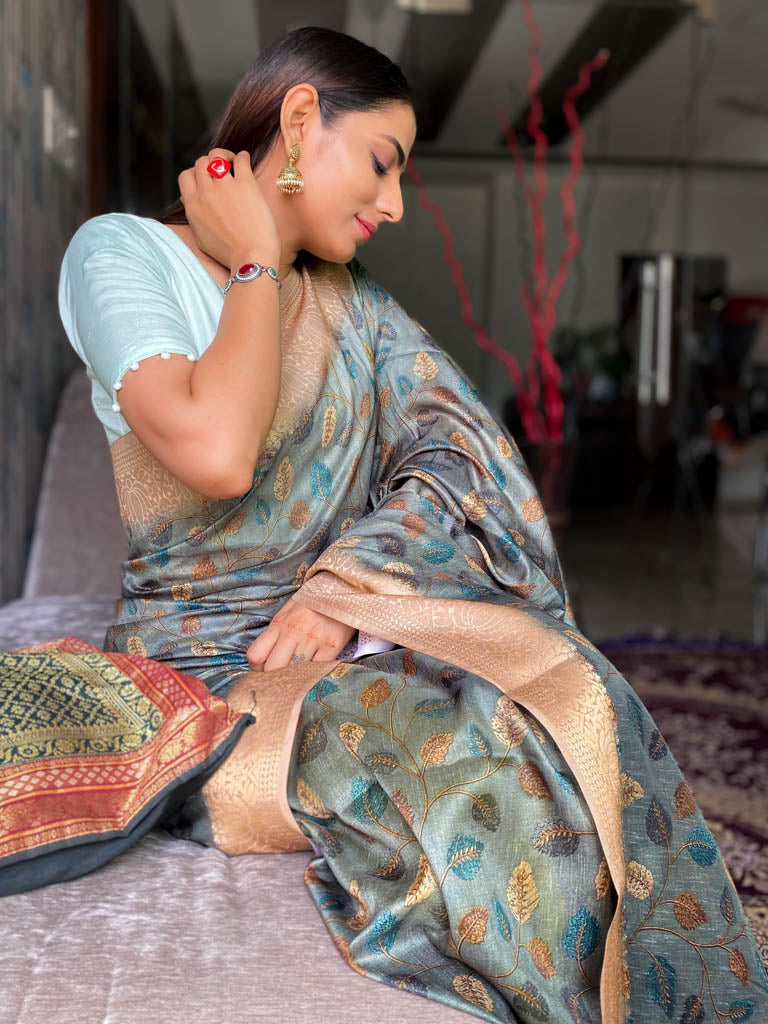 Sacramento Green Uppada Cotton Silk Saree