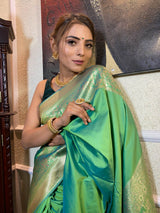 Parakeet Green Banarasi Silk Saree