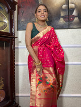 Queen Pink Paithani Silk Saree