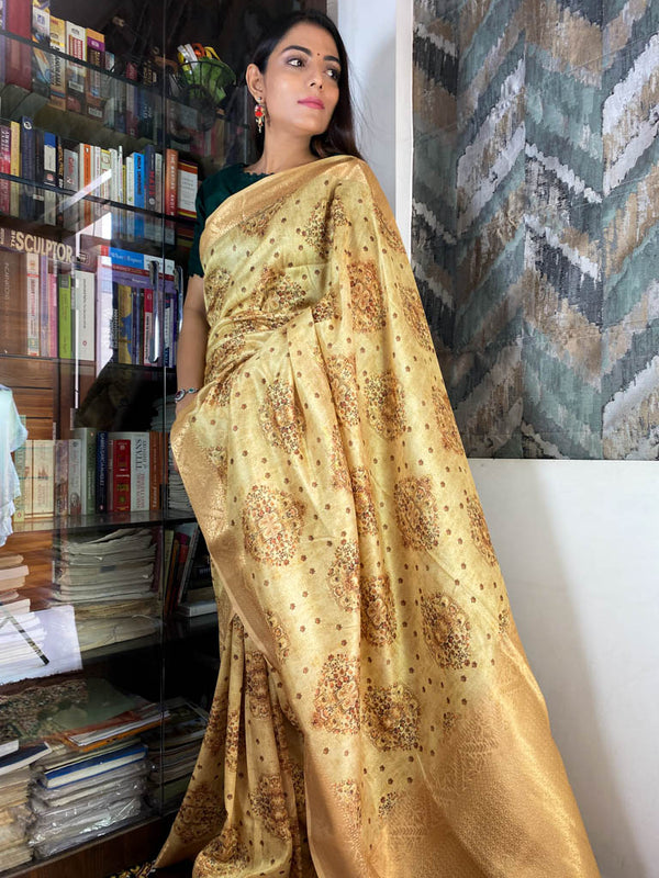 Tuscan Golden Uppada Cotton Silk Saree
