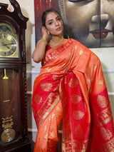 Pastel Peach Banarasi Handloom Silk Saree
