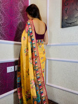 Tuscan Yellow Linen Sequined Saree