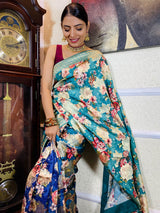Ocean Navy Blue Designer Banarasi Silk Saree