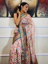 Multi Shade Linen Sequined Saree