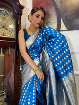 Azure Blue Banarasi Silk Handloom Saree