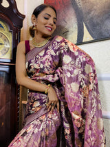 Sangria Magenta Designer Banarasi Silk Saree