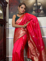 Punch Pink Banarasi Silk Saree