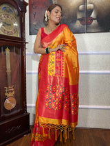 Mustard Yellow Patola Silk Saree