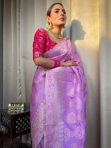 Orchid Purple Meenakari Banarasi Uppada Silk Saree