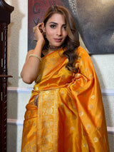 Mustard Yellow Banarasi Silk Saree