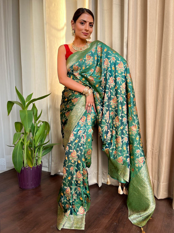 Deep Sea Green Banarasi Uppada Silk Saree