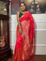 Punch Pink Banarasi Silk Saree