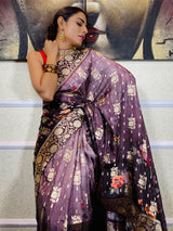 Mauve Violet Designer Banarasi Silk Saree