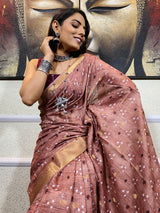 Mahogany brown Uppada Cotton Silk Saree