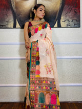 Latte Orange Linen Sequined Saree