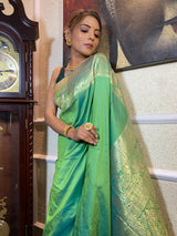 Parakeet Green Banarasi Silk Saree
