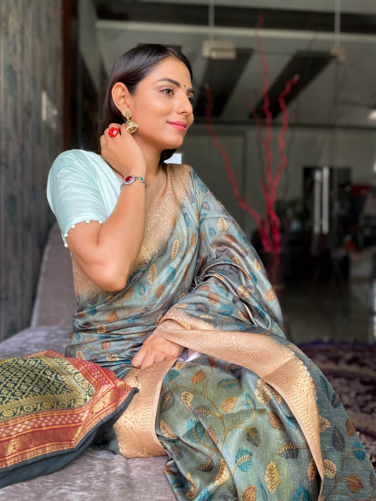 Sacramento Green Uppada Cotton Silk Saree