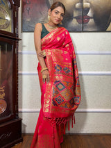 Queen Pink Banarasi Patola Silk Saree