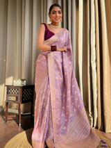 Lavender Purple Banarasi Uppada Silk Saree