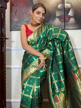 Pine Green Banarasi Silk Ghatchola Saree