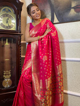 Queen Pink Banarasi Patola Silk Saree