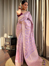 Lavender Purple Banarasi Uppada Silk Saree