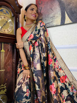 Spruce Blue Designer Banarasi Silk Saree