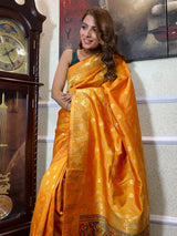 Mustard Yellow Banarasi Silk Saree