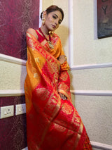Mustard Yellow Banarasi Handloom Silk Saree