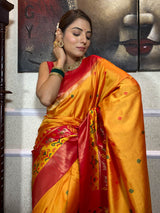 Mustard Yellow Patola Silk Saree