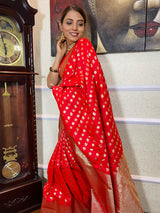 Crimson Red Banarasi Silk Handloom Saree