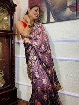 Mauve Violet Designer Banarasi Silk Saree