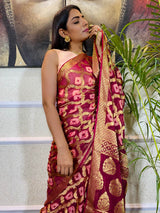 Magenta Red Georgette Bandhej Saree