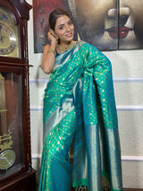 Teal Green Banarasi Silk Saree