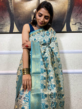 Cream White Uppada Cotton Silk Saree